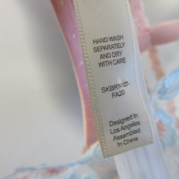 For Love & Lemons Aurora Underwire Bra XS Pink Blue Floral Applique Designer 38 - Picture 5 of 12